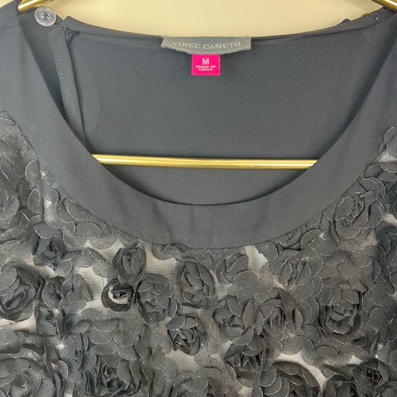 Vince Camuto Black Nude Floral Top, Medium - Picture 3 of 6
